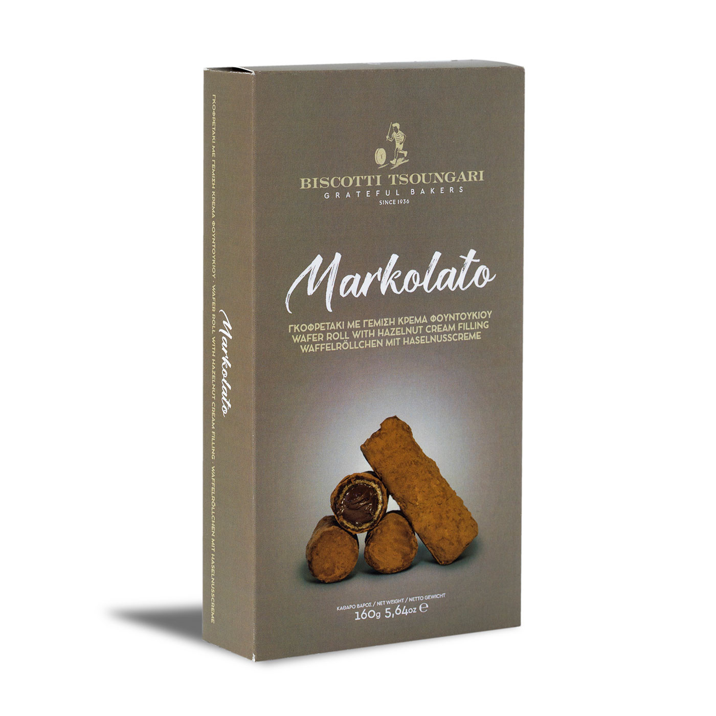 Γκοφρετάκι με κρέμα φουντουκιού Markolato "Biscotti Tsoungari" 140 g