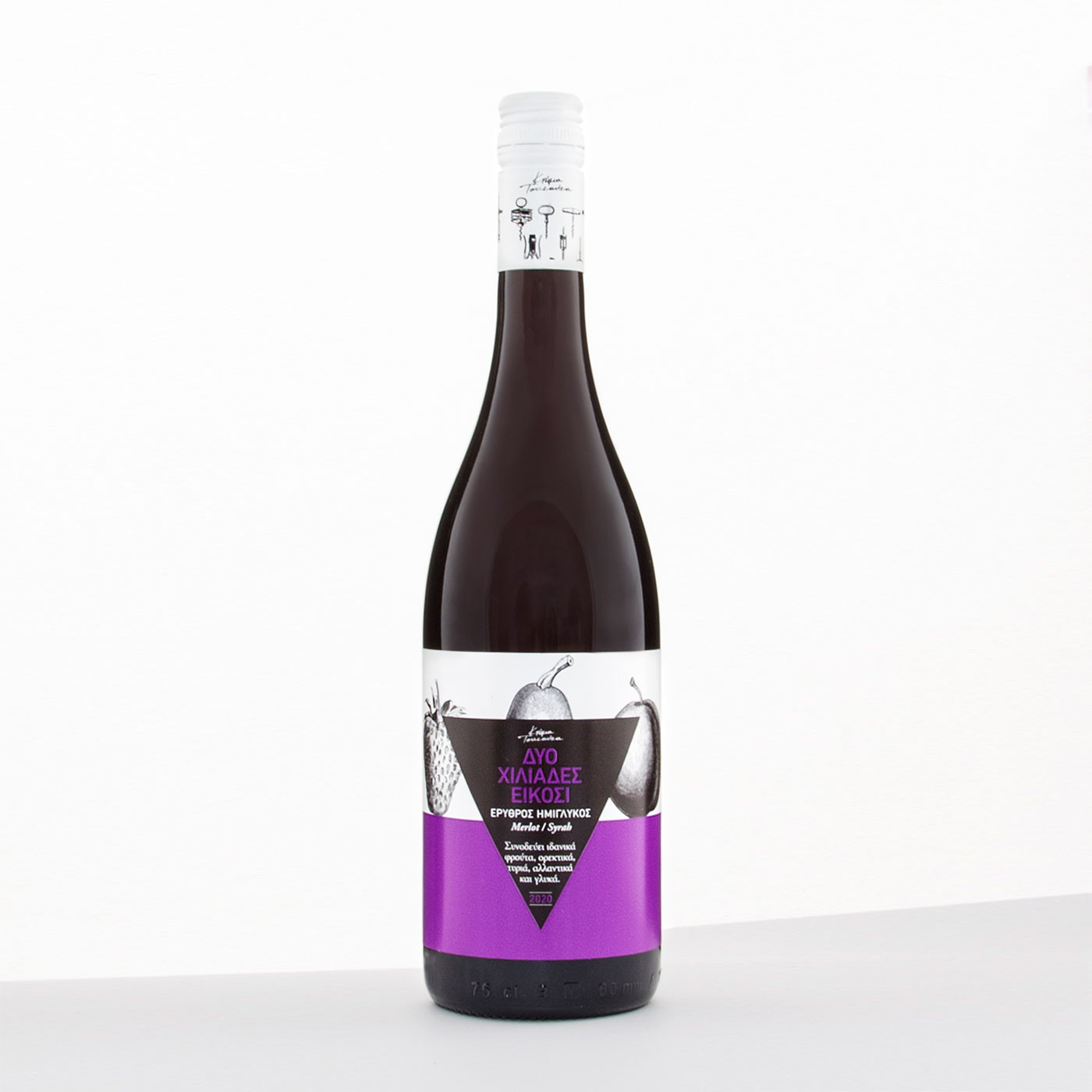 Οίνος Ερυθρός Ημίγλυκος ποικιλίας Merlot/Syrah "2021" "Κτήμα Τσακανίκα" 750 ml.
