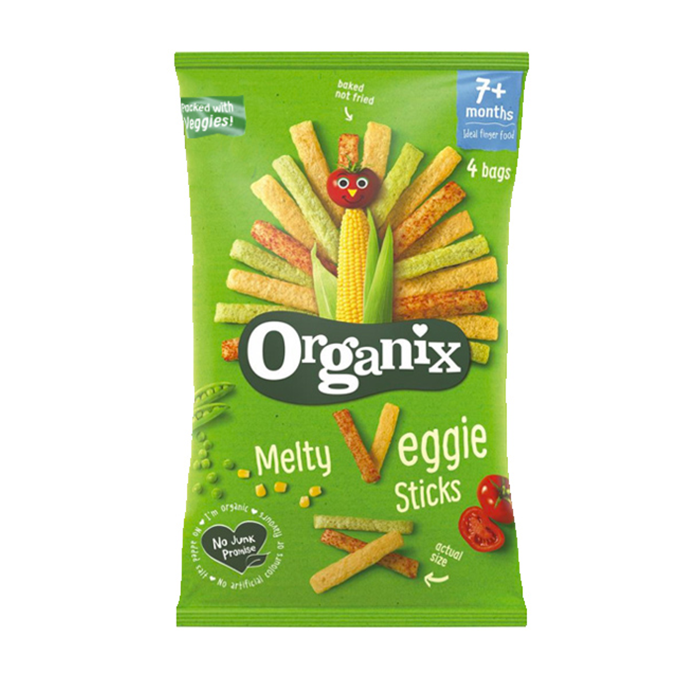 Βιολογικό σνακ λαχανικών με αρακά, ντομάτα και γλυκό καλαμπόκι "Organix" 20g